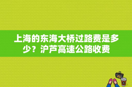 上海的东海大桥过路费是多少？沪芦高速公路收费