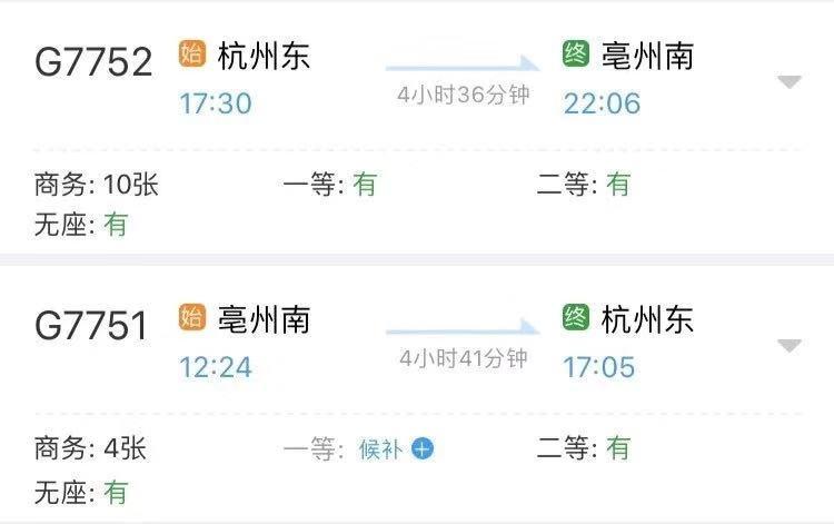 杭州到亳州的火车一天有几次？(杭州到亳州高速收费)