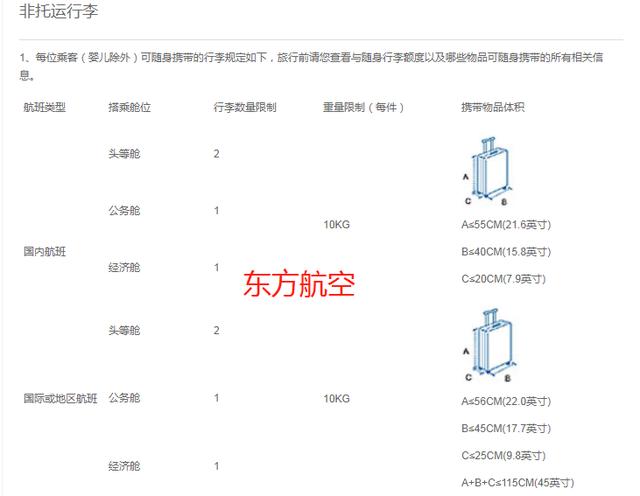 东航行李托运多少公斤能免?东方航空国内行李托运 收费-图3 东航行李托运多少公斤能免?东方航空国内行李托运 收费-图3