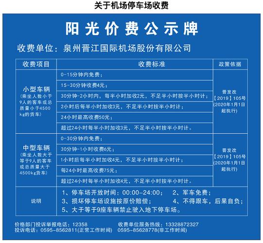 机场停车场限高多少？晋江飞机场停车收费标准