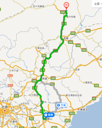 自驾游吉林省通化市到九寨沟应该是什么路线？百度地图从唐山丰润杏山收费站