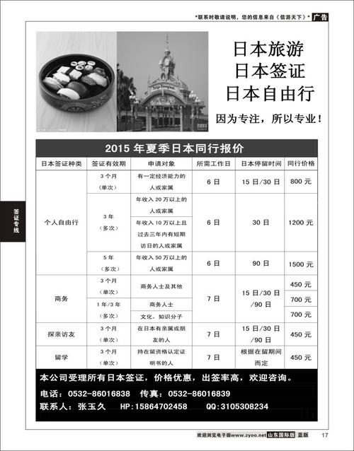 去日本的签证多少钱？山东 日本签证收费