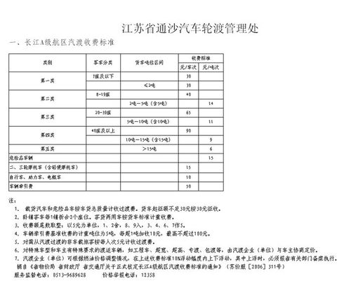 2023年通沙汽渡收费标准？张家港长途汽车站托收费标准