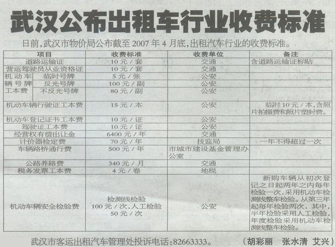 武汉的士收费标准是什么？武汉坐的士怎么收费标准