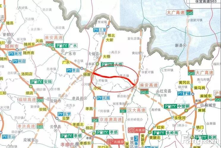 泰新高速起点和终点是哪里？孝感长湖收费站地图