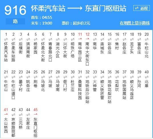 北京916路全程时间和票价？916票价咋收费