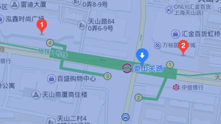 上海地铁2号线经过哪些大型购物中心？娄山关路百盛停车收费