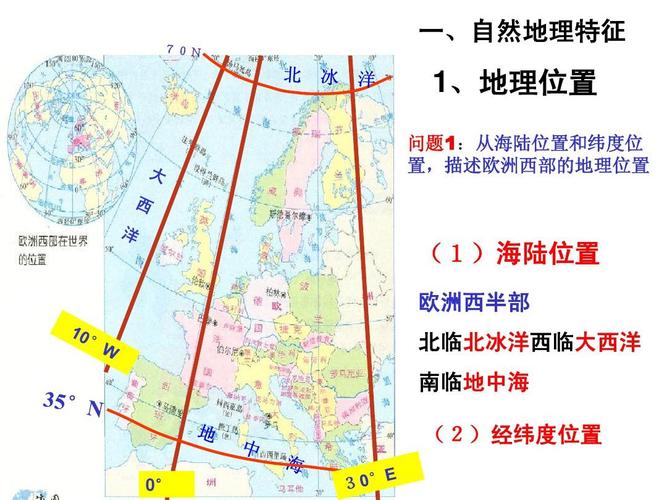西欧的经纬度位置,海陆位置,主要气候(还有气候分布),地形(还有地形分布)地势分别是什么？4月底欧洲天气情况