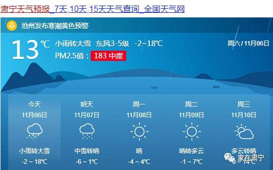 2021年沧州什么时候最冷?肃宁今日天气情况-图2 2021年沧州什么时候最冷?肃宁今日天气情况-图2