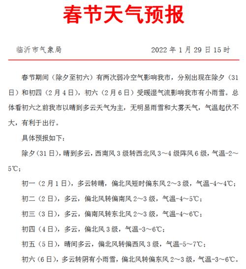 临沂冬天平均气温？临沂春节天气情况
