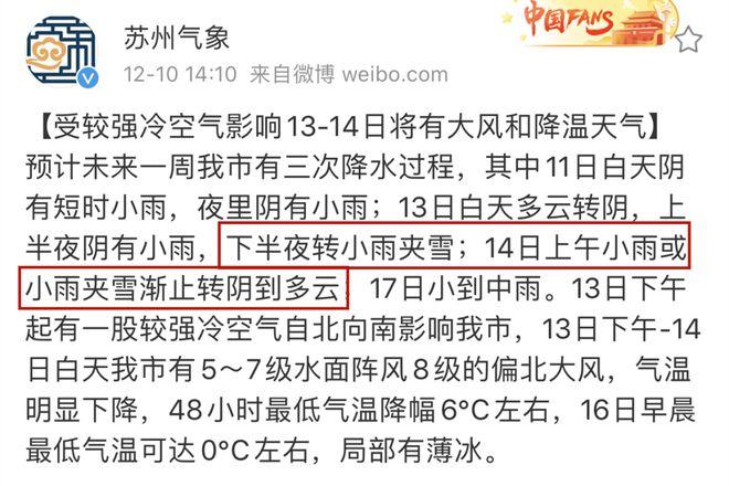 苏州第一场雪是真的吗?元旦苏州天气情况-图2 苏州第一场雪是真的吗?元旦苏州天气情况-图2