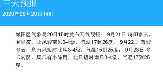 城阳的气温比市区高多少？今天城阳天气情况