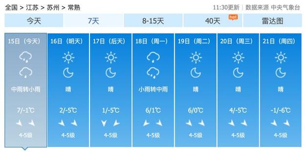 常熟会下雪吗？常熟明天的天气情况