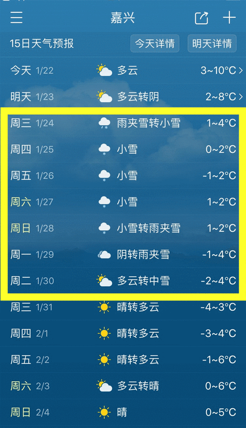 嘉兴冬天会有严重冰冻天气吗？嘉兴明天的天气情况