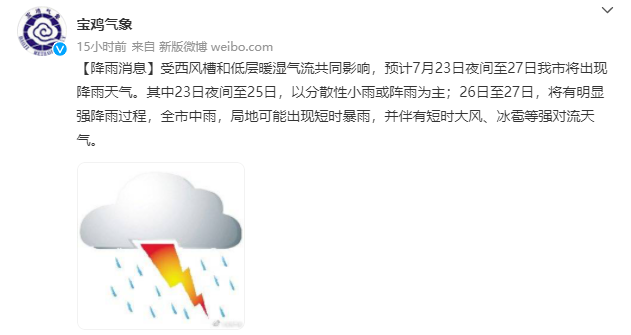 陕西宝鸡什么时候下暴雨?宝鸡最近的天气情况-图2 陕西宝鸡什么时候下暴雨?宝鸡最近的天气情况-图2