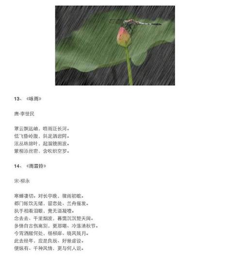 形容雨天心情好的诗句有哪些?云南坡头天气情况-图2 形容雨天心情好的诗句有哪些?云南坡头天气情况-图2