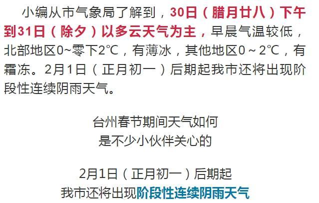 台州几月份天冷？浙江台州春节天气情况