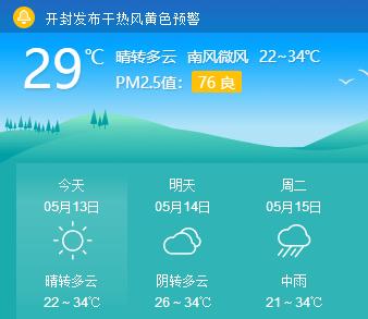 开封天气穿衣建议？开封明天的天气情况