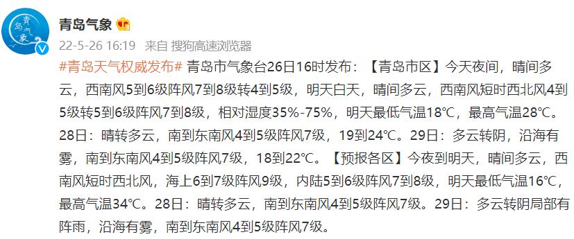 青岛天气预报今明后三天穿什么?青岛明曰天气情况-图2 青岛天气预报今明后三天穿什么?青岛明曰天气情况-图2